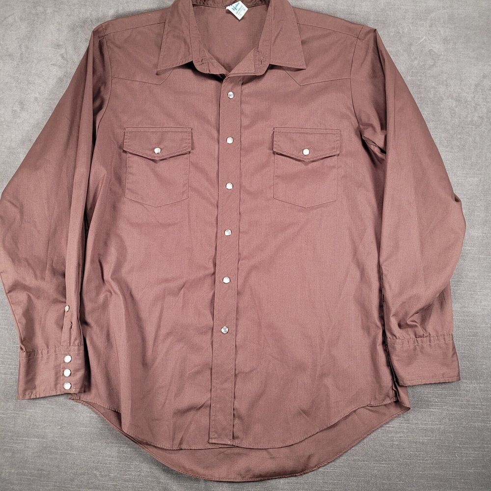 Malco‎ Modes Snap Western Shirt Long Sleeve Flap Pockets USA Size 17 34